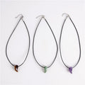 New Fashion Custom Handmade Wax Chain Adjustable Natural Crystal Brown Tiger Eye Stone Pendant Long Necklace