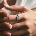 Daidan Bling Valentine Fine Jewelry Two Row Wedding Silver Zircon Rings for Women