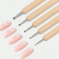 Wholesale Nail Art Graffiti Pen Wood Manicure Art Dot Pen Set Stainless Steel Double Head Nail Art Dot Pen Kit