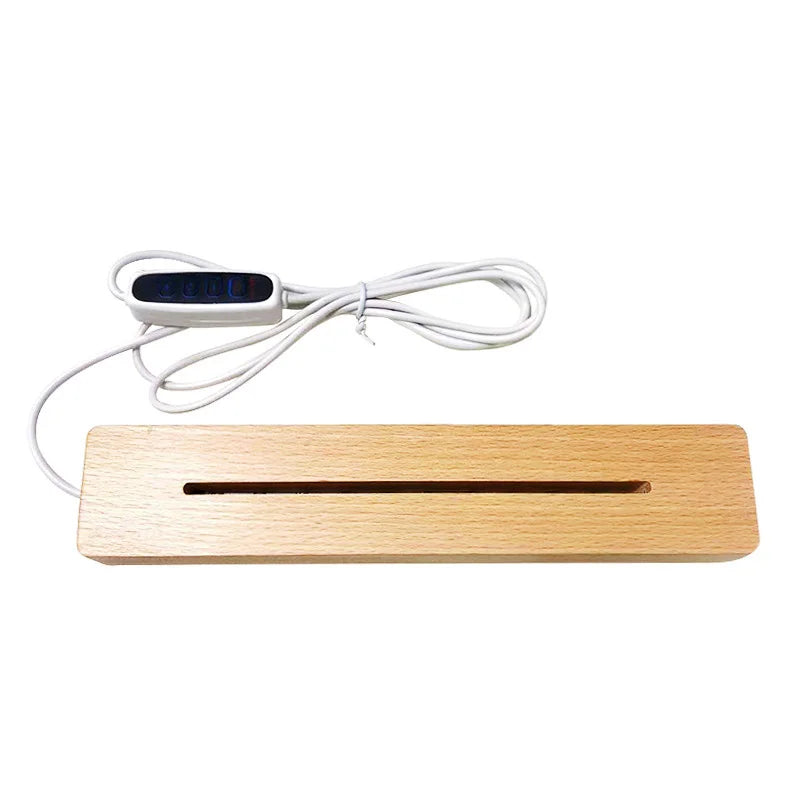 Rectangle Shape Real Wood Base 7 Colors LED Lamp Base Baby Bedroom Wood Night Light