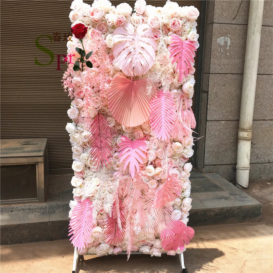 SPR Wedding Solk Rose Artifical Flower Invitations Backdrop Flower Walls Wedding Artificial Bridal Flower Wall for Home Decor