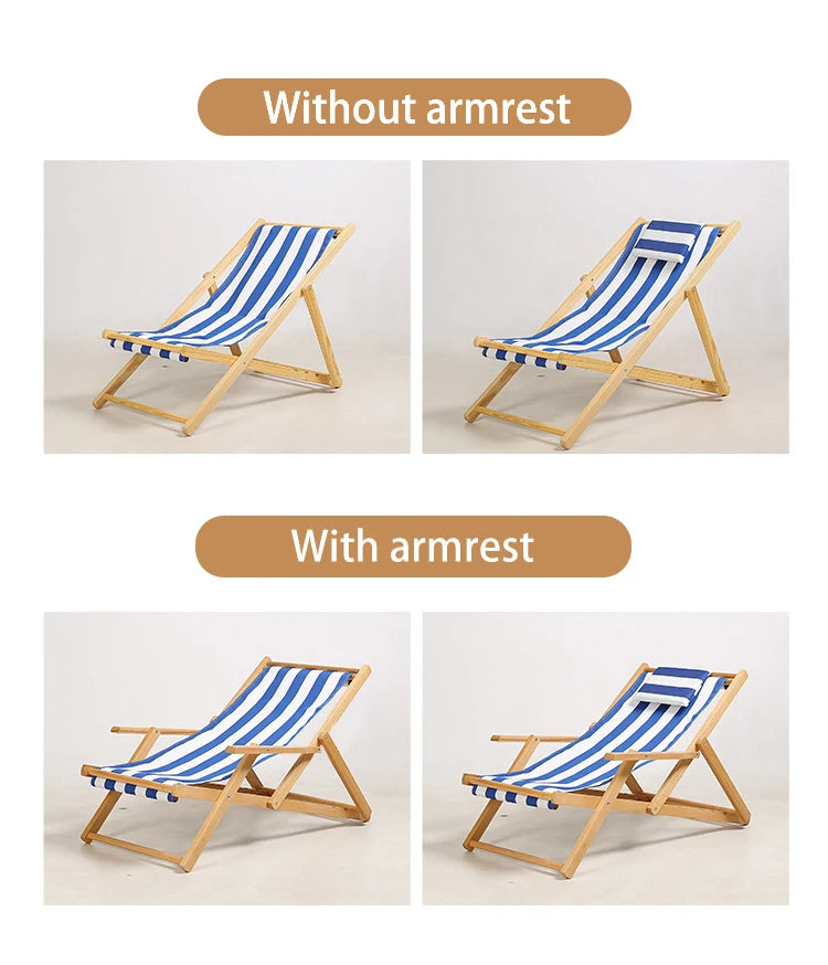 Wholesale Foldable Recliner Portable Custom Design Folded Camping Wood Cheap Beach Long Chairs