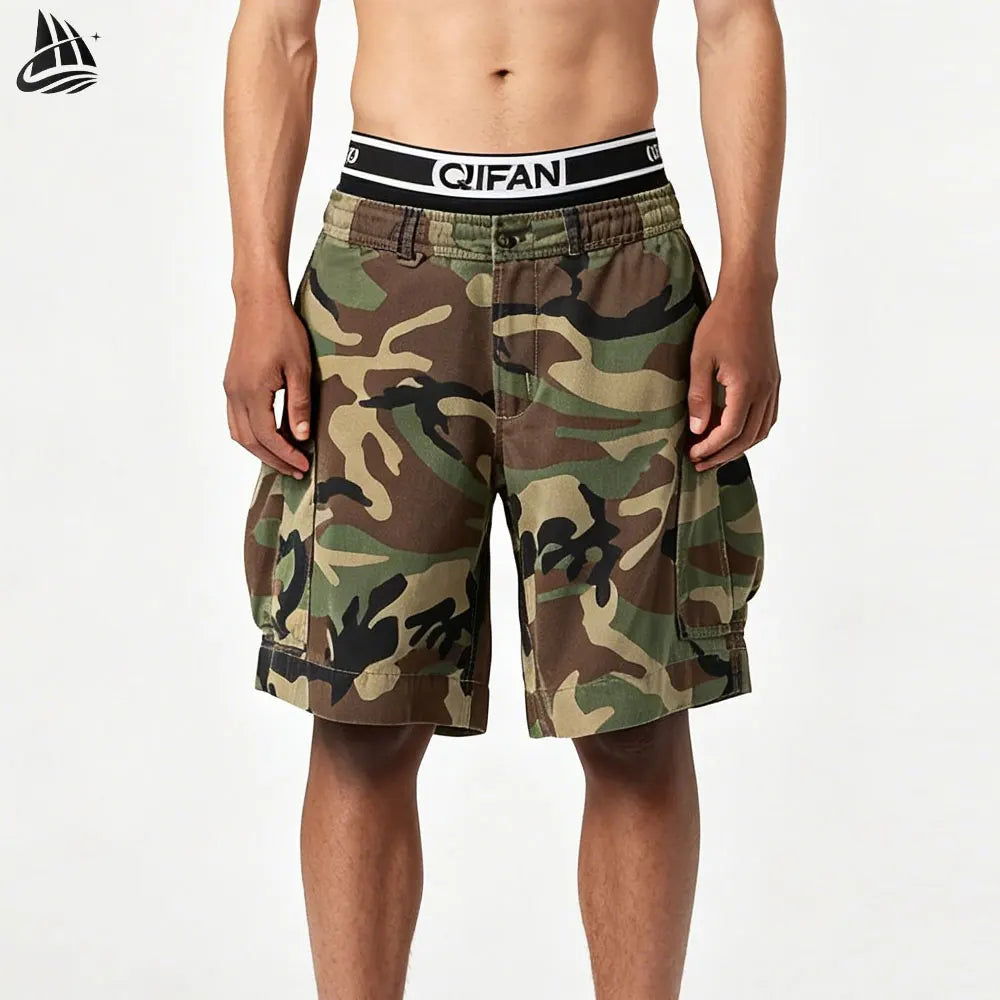 Custom Multiple Pockets Utility Camouflage Vintage Cargo Shorts for Men