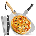 Hot Selling 12x14 Inch Folding Wooden Handle Wholesale Pizza Peel With Cutter and Small Spatula 3Pcs Pizza Peel Set