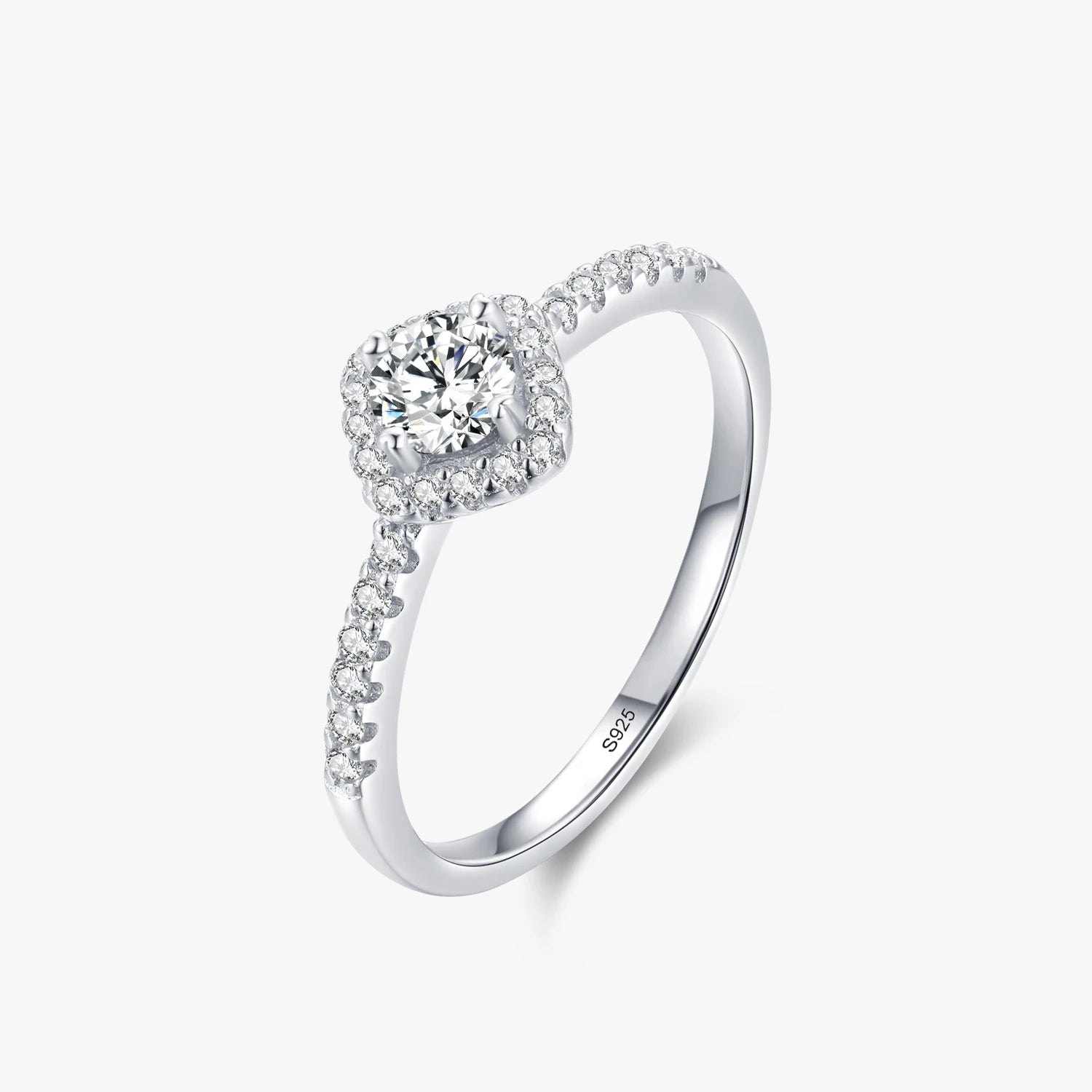 Ailmay Real 925 Sterling Silver Luxury Princess Square Bag AAAAA CZ Finger Ring for Women Romantic Wedding Jewelry