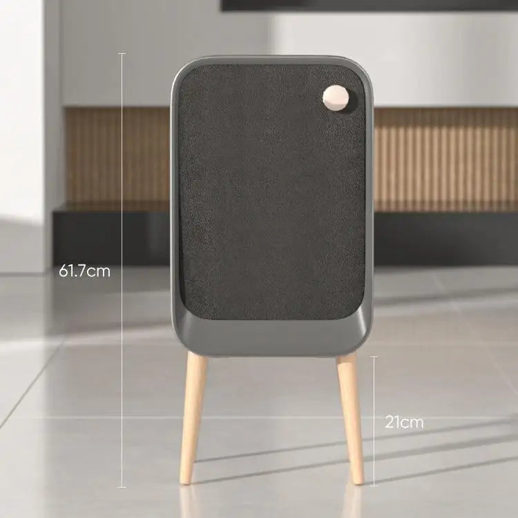 Iintelli 20L Intelligent Kitchen Trash Can Cute Smart Leg Sensor Built-in Rectangular Wood Waste Bin for Home Public Indoor Use