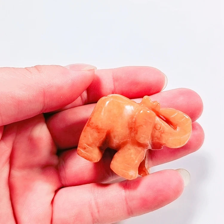 HZ 38mm Wholesale Multicolor Natural Stone Red Aventurine Animal Gemstone Semi-precious Elephant Stone Crafts for Home Decoration