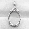 Sterling Silver 17*21mm Semi Mount Pendant Empty Frame Blank Support Setting S925 Base Holder Without Center Stone for DIY Inlay