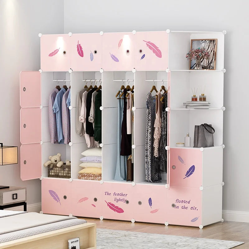 Wholesale Modern Extendable Foldable Plastic Storage Cabinet 22 Doors 4 Clothes Hanging Portable Wardrobe for Workshop Dining