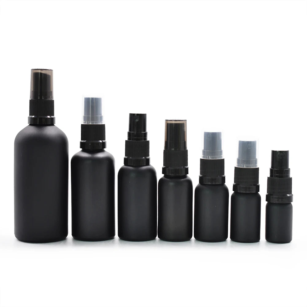 Customizable Color Glass Matte Black White Perfume & Skin Care Bottle with Pump Sprayer MegaBDM
