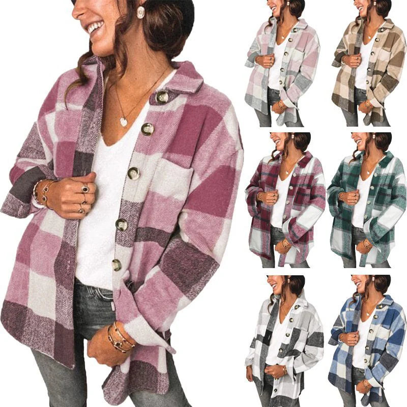 2022 Fall Winter Ladies Long Sleeve Designer Shirts Heavyweight Branded Women Shirt Coat Wholesale Flannel Shirts for Women