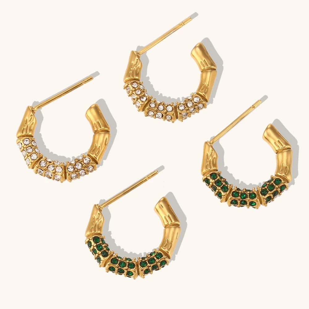 Dingran Customizable Zircon Pearl Hoop Earrings 18k Gold Plated Stainless Steel Earrings for Girls Stylish