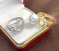 R920 11-12mm Natural Freshwater Pearl Ring Accessory 925 Sterling Silver Adjustable Size Engagement Jewelry Ring for Women