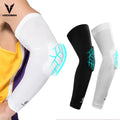 Veidoorn Custom Logo Long Thin Gym Elbow Brace Non-Slip Nylon Basketball Volleyball Elbow Pads Honeycomb Design Comprehensive