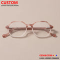 Fashionable Polygonal Acetate Eyeglass Frames Geometric Women Eyewear Prescription Optical Frames Ready Stock Custom OEM Supply