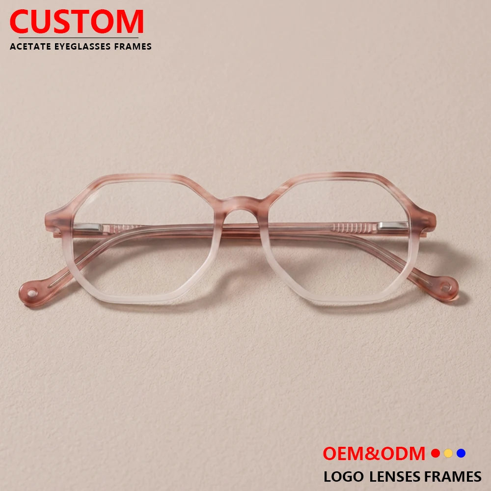Fashionable Polygonal Acetate Eyeglass Frames Geometric Women Eyewear Prescription Optical Frames Ready Stock Custom OEM Supply