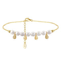 ACME Gold Plated Luxury New Natural Freshwater Pearl Anklets  Bracelet 925 Sterling Silver Charm Beach Foot Jewelry for Women