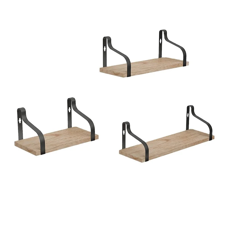 Single Tier Wall Shelf for Living Room Bedroom Rustic Bookshelf Partition Metal Construction for Hanging Flower Pot
