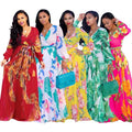Floral Design Loose African Print Chiffon Dress Women Casual Dresses Print V-neck Elegant Ladies Long Sleeve Dresses for Ladi