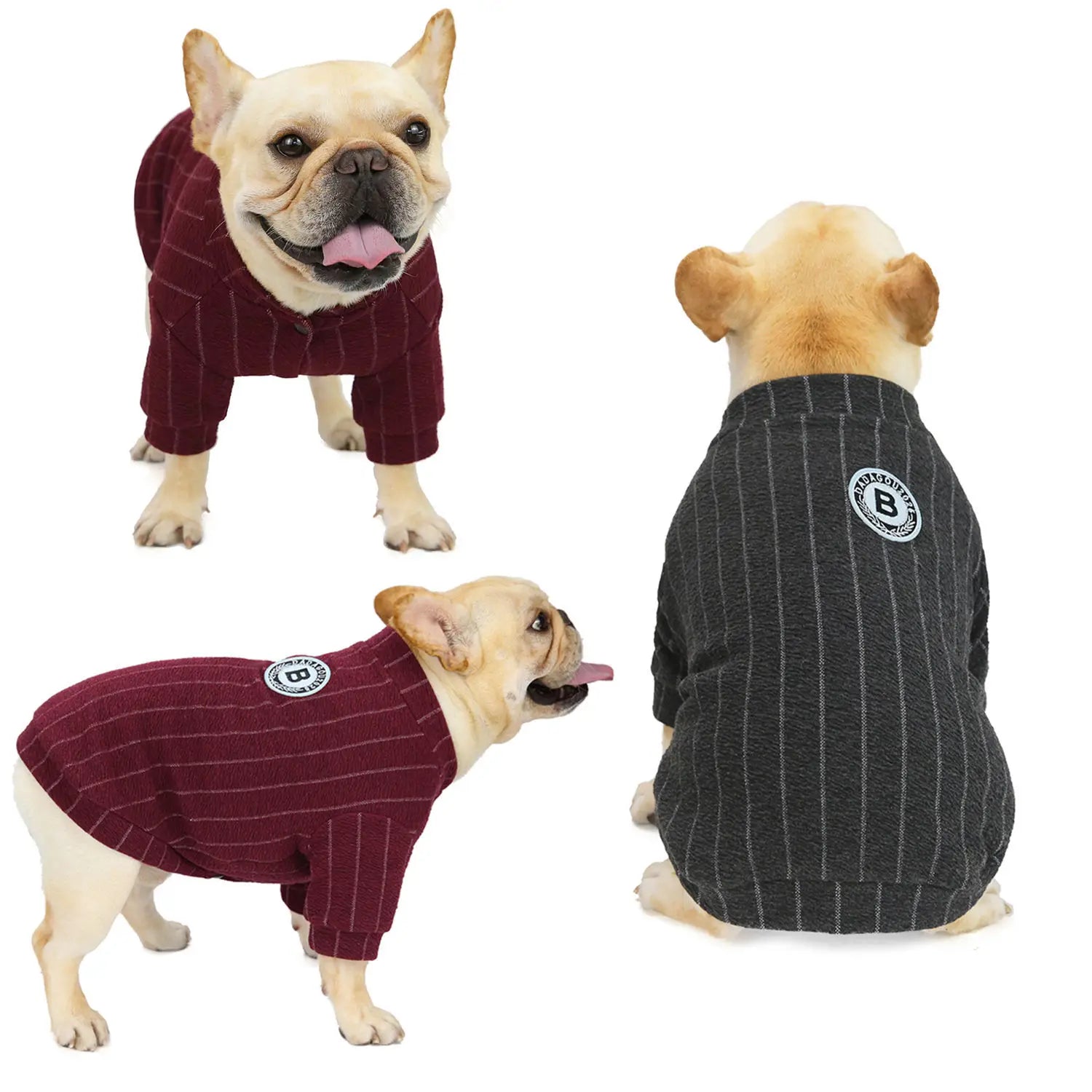 Dog Clothes for French Bulldog and Boston Terrier - Pet Baseball Jacket Hoodie - Bull Terrier Coat for Autumn and Winter - Cross