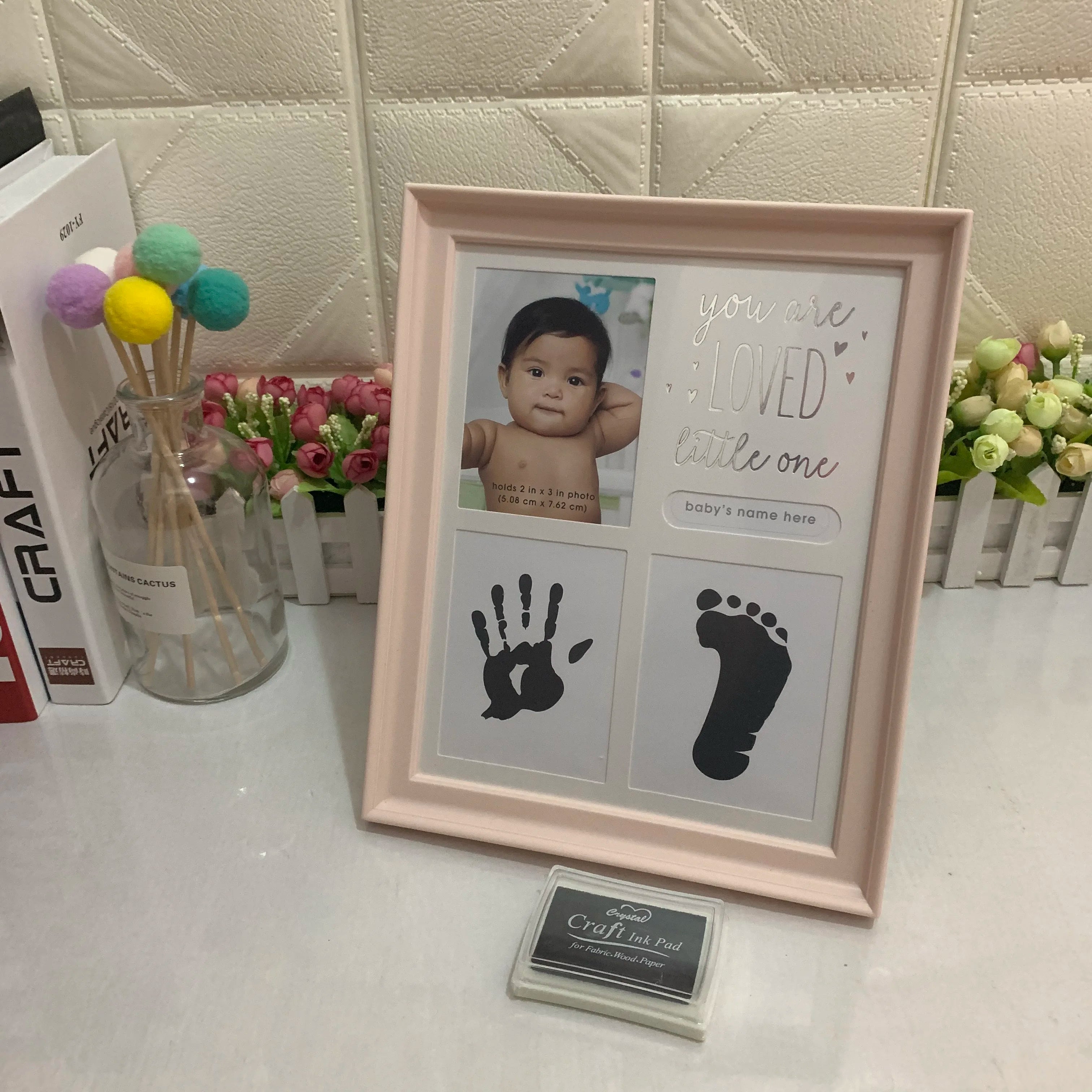 Baby Hand and Foot Print Mud Baby Hundred Days Souvenir Footprints One Year Old Gift Baby Frame