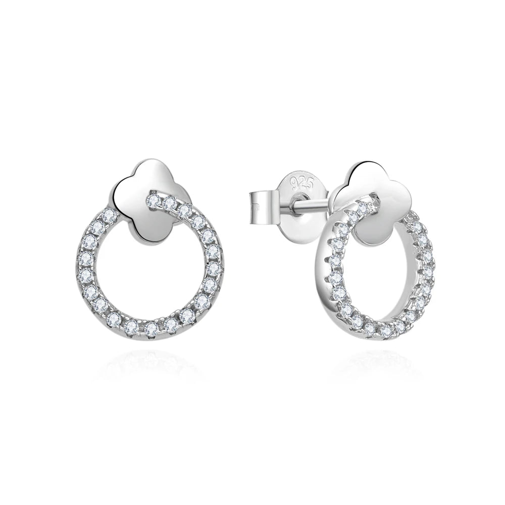 POLIVA Wholesale Custom S925 Silver Rhodium 18K Gold Plated Circle 3A Cubic Zirconia Fashion Stud Earrings