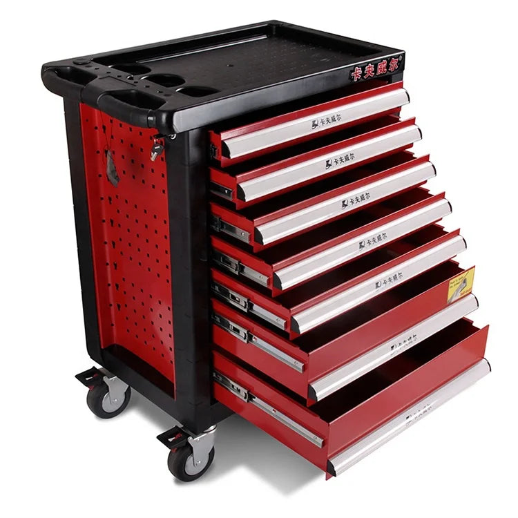 KAFUWELL PK0002T Professional Heavy Duty 7 Drawers Lockable and Rolling Household Maintenance Tool Cabinet