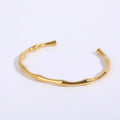 INS Simple Stainless Steel 18K Gold Plated Open Snake Bone Bangle Bracelet Titanium Steel PVD Personalized Bamboo Bracelet