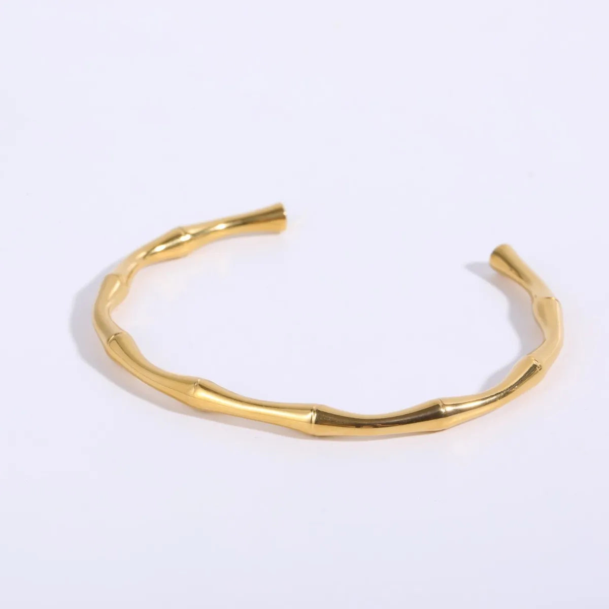 INS Simple Stainless Steel 18K Gold Plated Open Snake Bone Bangle Bracelet Titanium Steel PVD Personalized Bamboo Bracelet