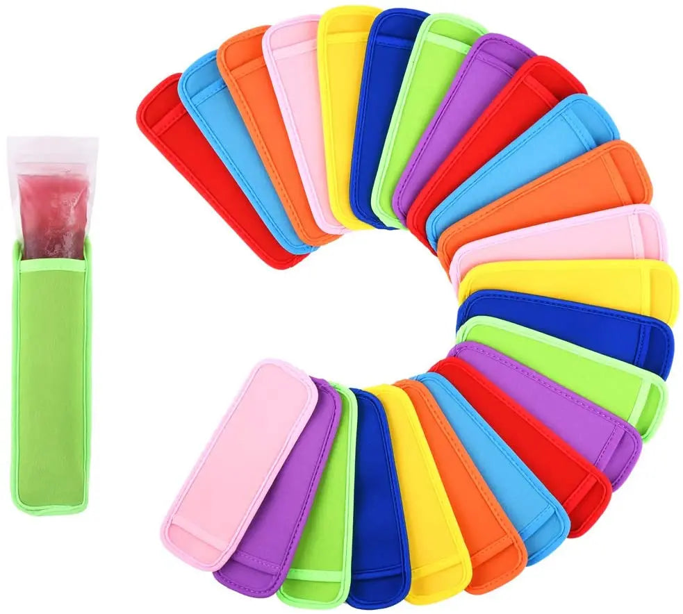 Kids and Adults Neoprene Ice Pop Sleeves Freezer Popsicle Cover Cooler Bags for Ice Pops and Soft Drinks