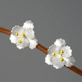 Wholesale 18K Gold Plating 925 Sterling Silver Dainty Malus Spectabilis Shape Flower Earrings Gift Fine Jewelry for Women Gifts