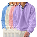 Autumn and Winter Sweatshirts for Men Solid Color Lapel Loose Long-Sleeved Knitted Polyester Material