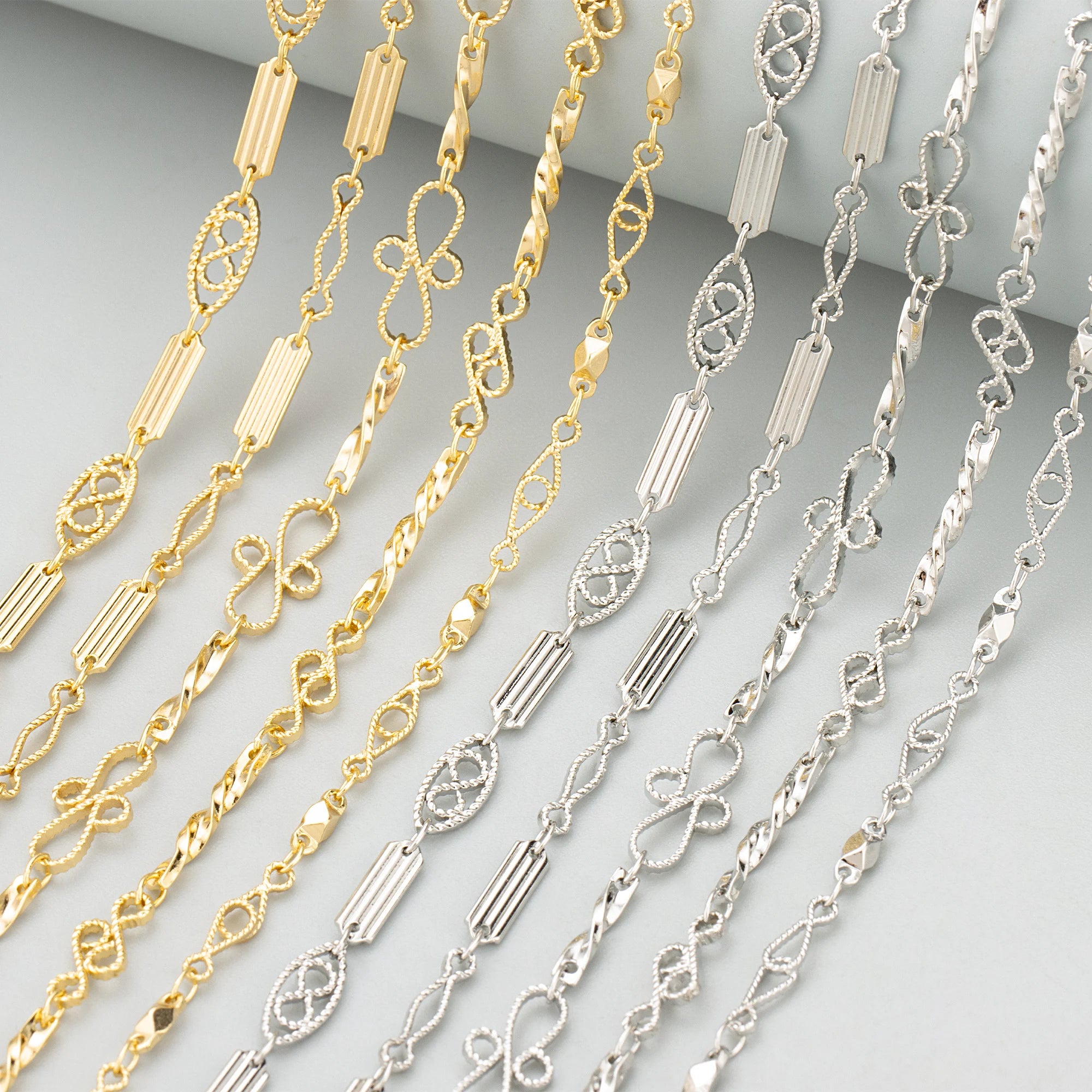 C418 Wholesale Chain18k Gold Rhodium Platedcopperhand Madenickel Freejewelry Making Findingsdiy Bracelet Necklace1m/lot