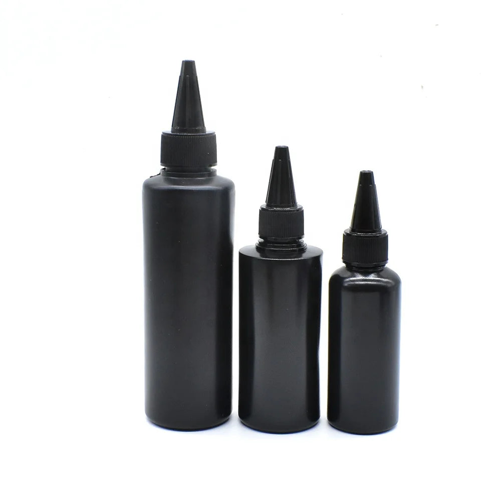 Best Selling 10ml 15ml 20ml 30ml 50ml 60ml 100ml 200ml Black Plastic Glue Bottle Soft Squeeze Plastic Bottle With Twist Tip Top