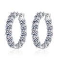 Wholesale Round Shape Iced Out Grade D Moissanite Earrings 925 Sterling Silver  1.3ct Moissanite Hoop Earrings