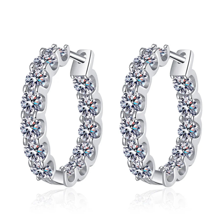 Wholesale Round Shape Iced Out Grade D Moissanite Earrings 925 Sterling Silver  1.3ct Moissanite Hoop Earrings