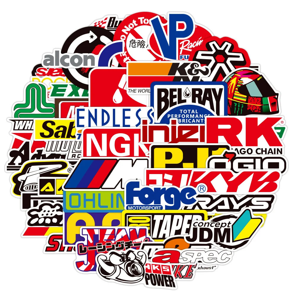 50Pcs Racing Motorcycle LOGO Waterproof Graffiti Stickers for Luggage Notebook Car Decor Vinyl Sticker
