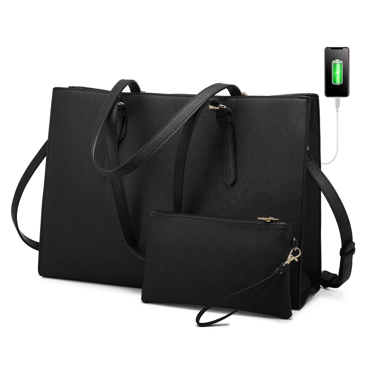 LOVEVOOK 2PCs Set 15.6 Inch Computer Handbags Large Capacity Business Work Briefcase for Office Lady Laptop Tote Bag for Women MegaBDM
