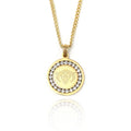 New Sparkling Cubic Diamond Zircon 12 Zodiac Disc Pendant Necklaces Stainless Steel Tarnish Resistant Jewelry