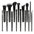2023 Soft Wooden Handle Face Professional Eco Friendly Hot Sale 15 Piece Synthetic Premium Black Makeup Brush Set Custom Logo
