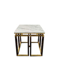 Modern Living Room Metal Frame Round  Coffee Table Nightstand Marble Top