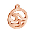 Stainless Steel Round Shape Laser Cut Mountains and Water Wave Charms and Pendants for Necklace