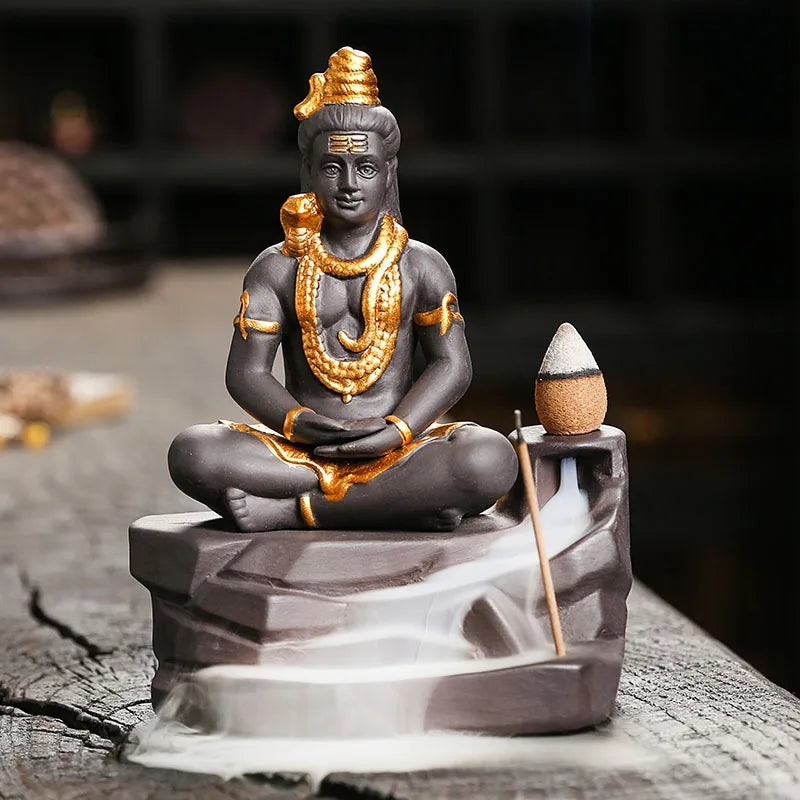 Buddha Statues Zen Inspired Home Crafts Decorative Items Creative Shiva Buddha Statues Reverse Flow Incense Burners MegaBDM