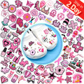 Wholesale Pink Theme Girl Style 90s Shoe Charms Heart Bow Makeup DIY PVC Decorations Design Charms for Shoes Set Only in pink