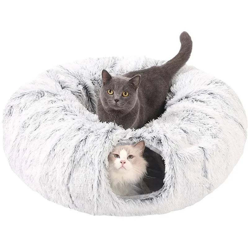 Two-in-One Foldable Eco-friendly Winter Solid Plush Cat Nest Quadrate Shape Pet Cushion Made Comfortable Cloth Small Animals