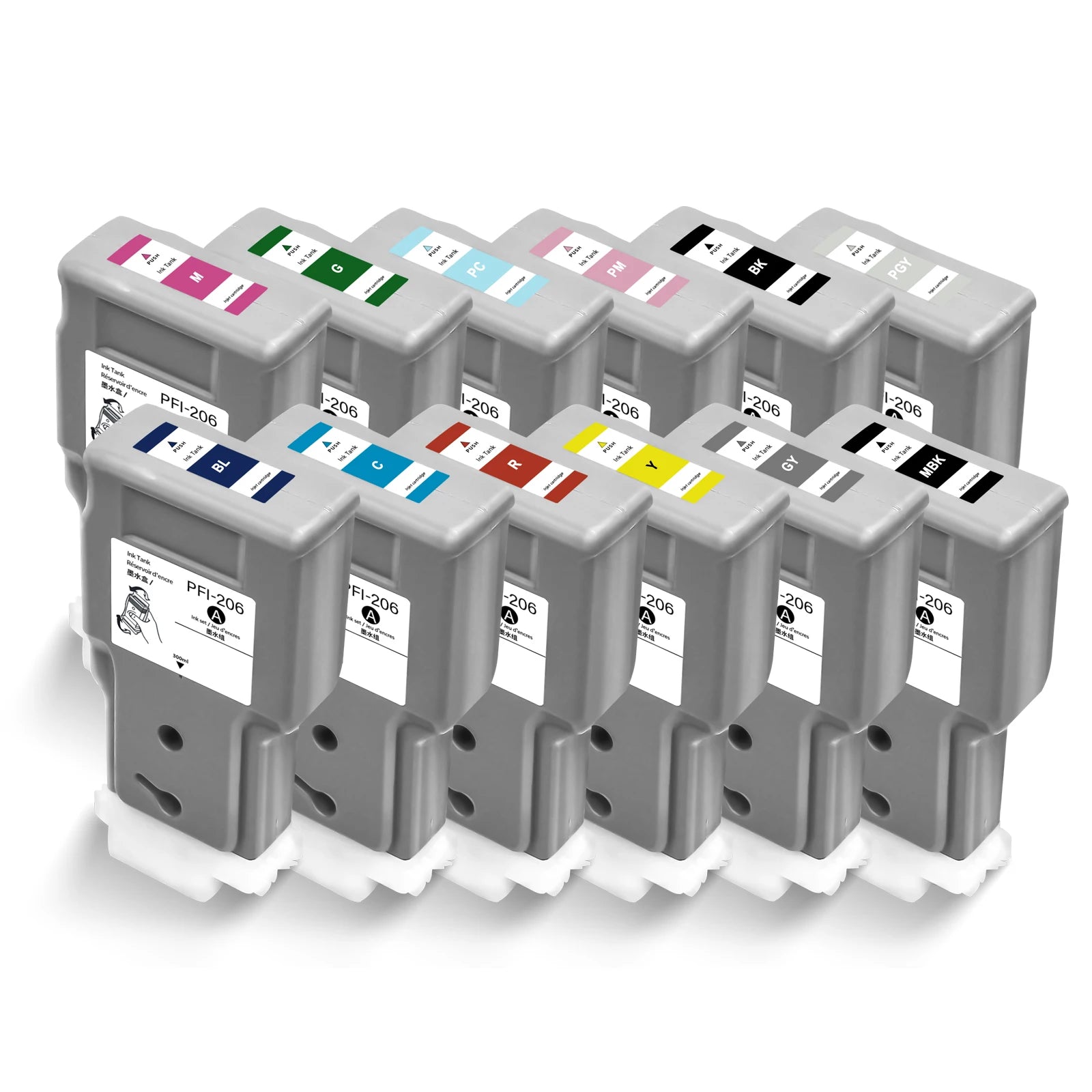 AOMYA Compatible PFI-206 for Cartridge with Chip for IPF6410/iPF6460/iPF6410S Pigment for 300ml Full