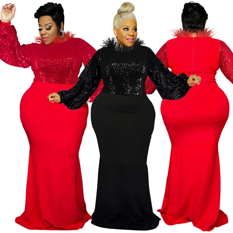 Y21897 New Arrival Party Dresses Women Long Sleeve Womens Black Sequin Dress Plus Size Women's Dresses