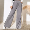 2024 European and American New Women's High Waist Casual Pants Solid Color Corduroy Spliced Split Hem Long Pants