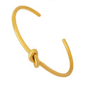 New Fashion Wholesale High Quality Stainless Steel 18K Gold Women Girl Elegant Knot Cuff Bracelet for Woman