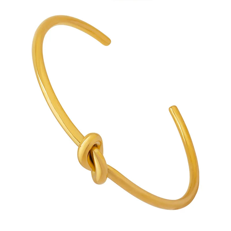 New Fashion Wholesale High Quality Stainless Steel 18K Gold Women Girl Elegant Knot Cuff Bracelet for Woman